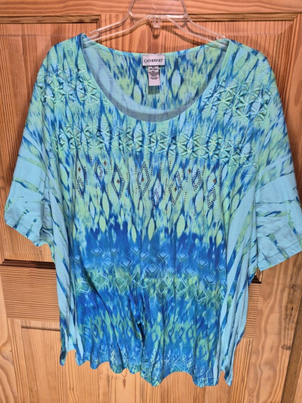 Catherines Southwest Short Sleeve Top 5X 34/36